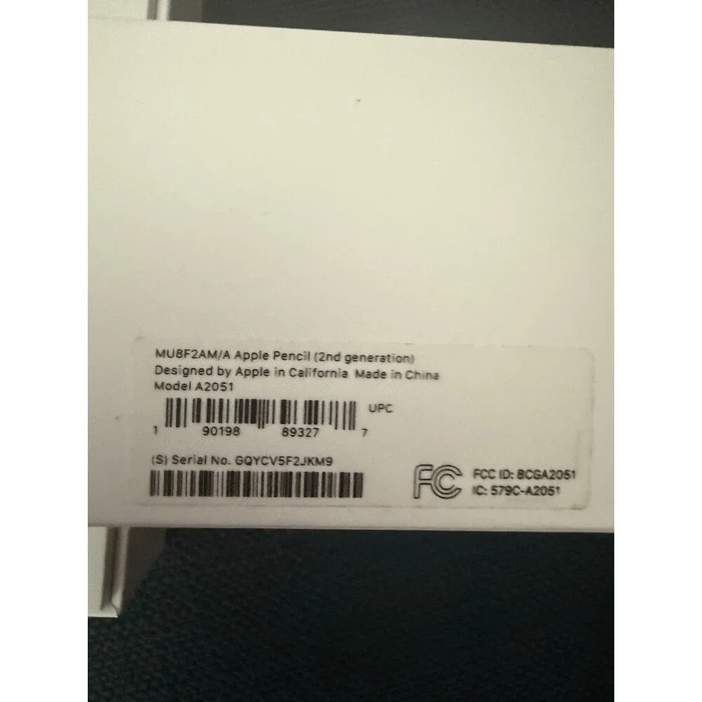 Apple Pencil 2nd Generation A2051 MU8F2AM/A Open Box Never Used w/ Original Box